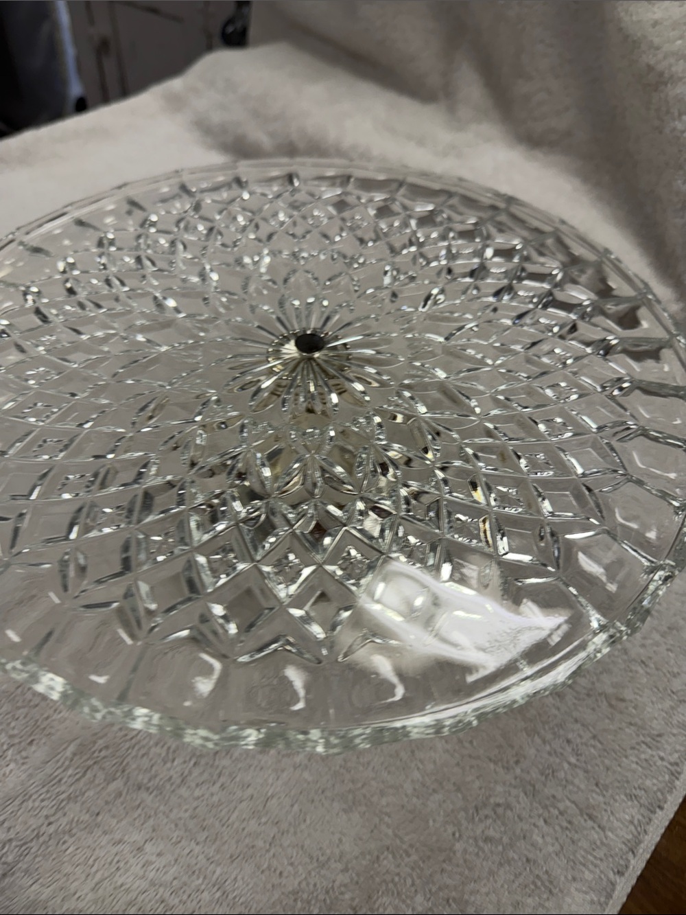 Vintage Brama England Crystal Cake Stand Silver Pedestal 11”